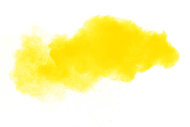 istock Yellow orange dust particles explosion on white background. Powder dust splash. 1047610180
