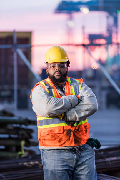 istock African-American dock worker at shipping port 1047617084