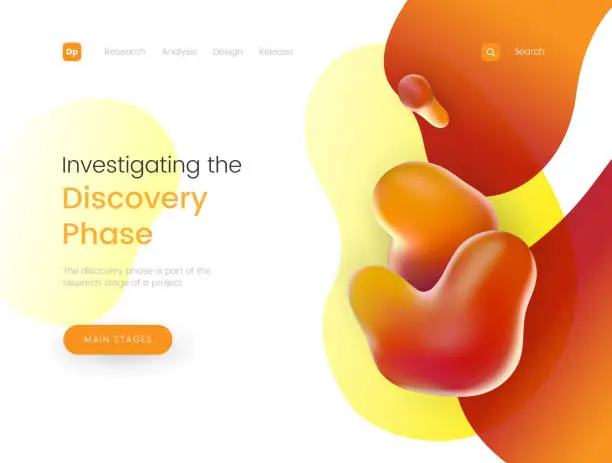 Vector illustration of Magic landing page template with a trendy orange shapes background, can be used for education, science and chemical theme web sites.