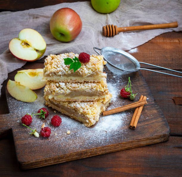 istock stack of baked slices of pie with apples 1047632558