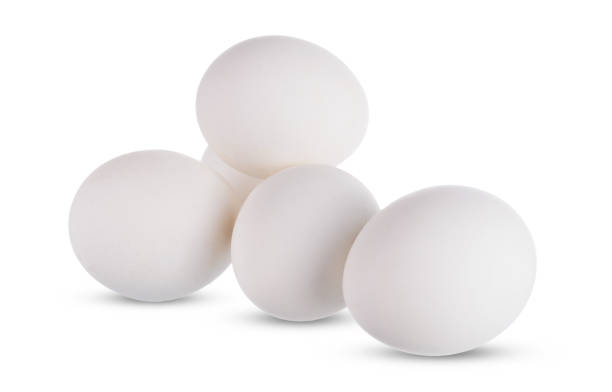 istock Group of whole white eggs isolated on white background 1047639332