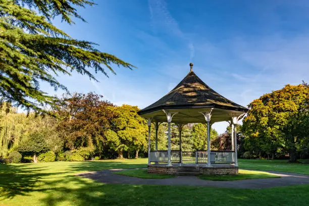 An empty bandstand in Wilton Park in Melton Mowbray in Leicestershire