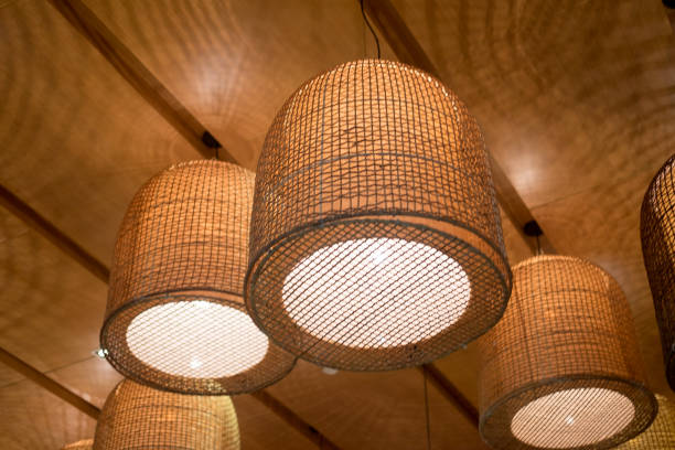 istock Lamp circle orange hanging on ceiling decoration in coffee shop 1047643938