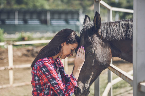 istock young woman and horse 1047644034