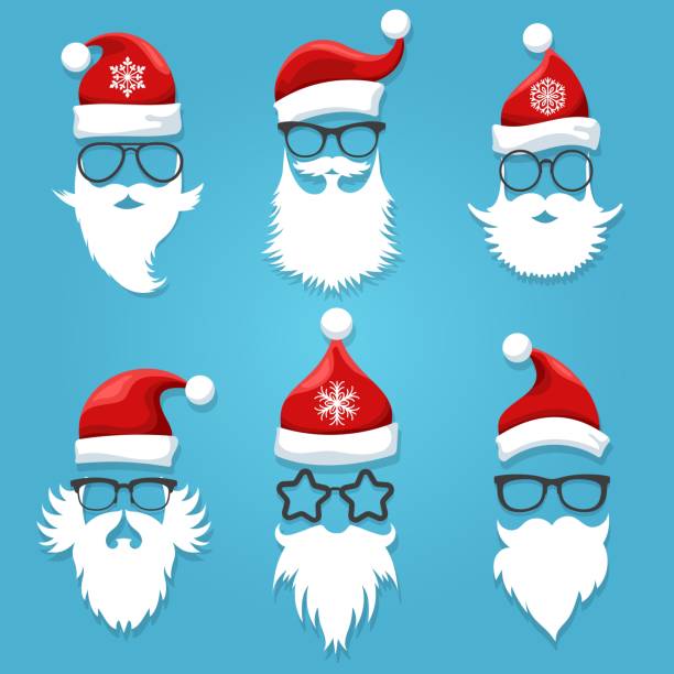 santa twarz sobie - santa claus christmas glasses mustache stock illustrations