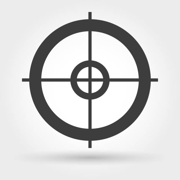 ilustrações de stock, clip art, desenhos animados e ícones de crosshair icon on white - rifle shooting target shooting hunting