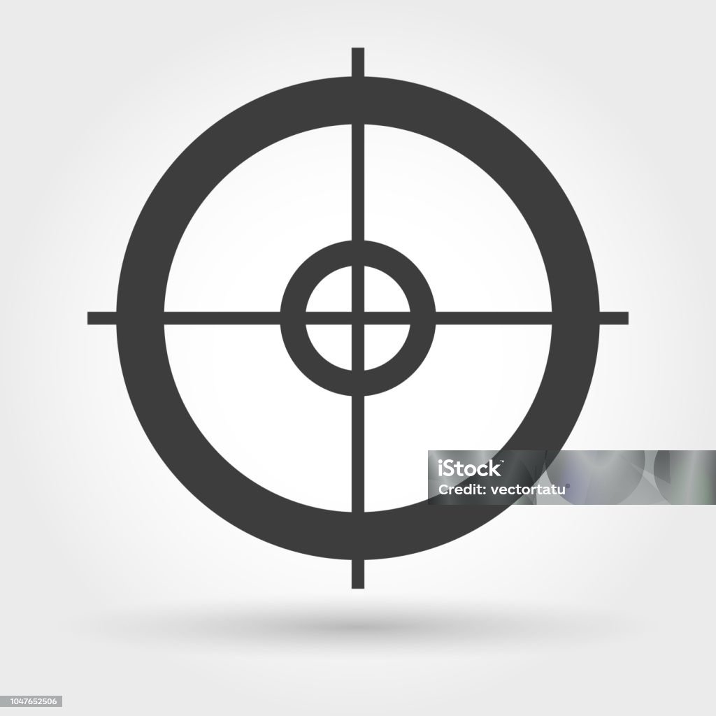 Crosshair icon on white Crosshair icon. Vector small sniper weapon aiming sign Icon Symbol stock vector