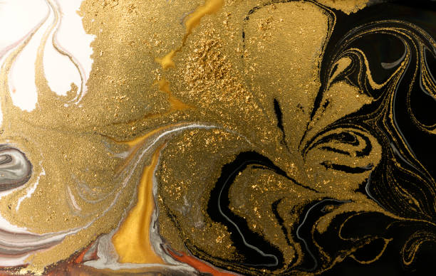 istock Gold marbling texture design. Golden marble pattern. Fluid art. 1047653604