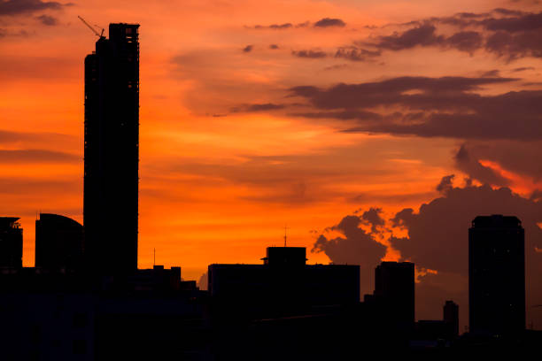 sky with clouds over the evening city