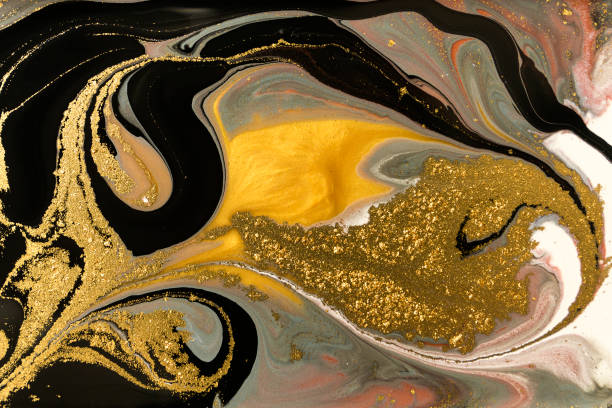 istock Gold marbling texture design. Beige and golden marble pattern. Fluid art. 1047654332