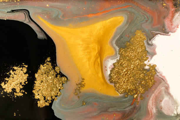 istock Gold marbling texture design. Beige and golden marble pattern. Fluid art. 1047654356