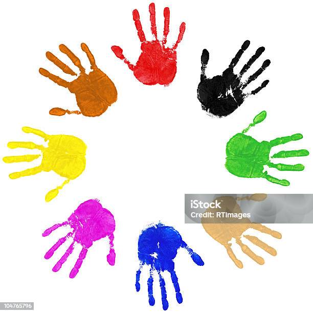 손을 서클 아이에 대한 스톡 사진 및 기타 이미지 - 아이, 판화-일러스트레이션 기법, 페인트