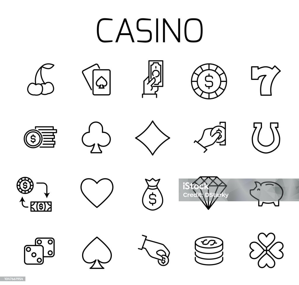 Casino related vector icon set. Casino related vector icon set. Well-crafted sign in thin line style with editable stroke. Vector symbols isolated on a white background. Simple pictograms. Ace stock vector