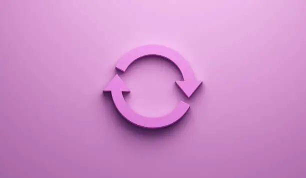 Photo of Rotate Pink Symbol on Wall. 3D Render Illustration