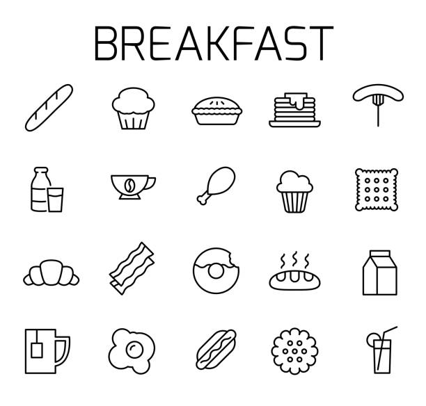 ilustrações de stock, clip art, desenhos animados e ícones de breakfast related vector icon set. - coffee time restaurant
