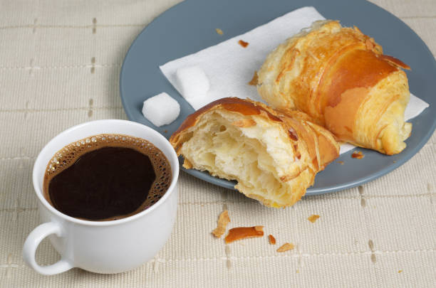 istock Coffee and half a croissant 1047662638