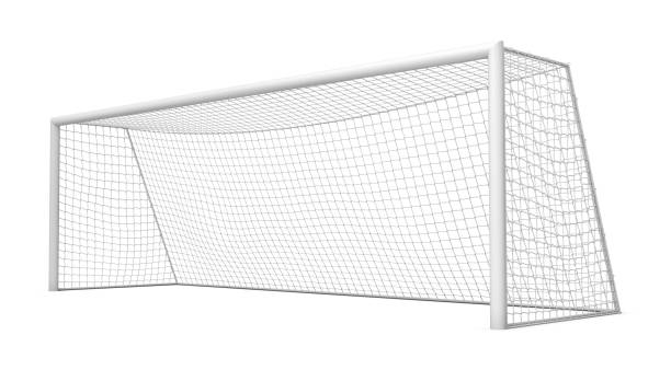 istock 3d rendering of white empty football gates isolated on a white background. 1047664794