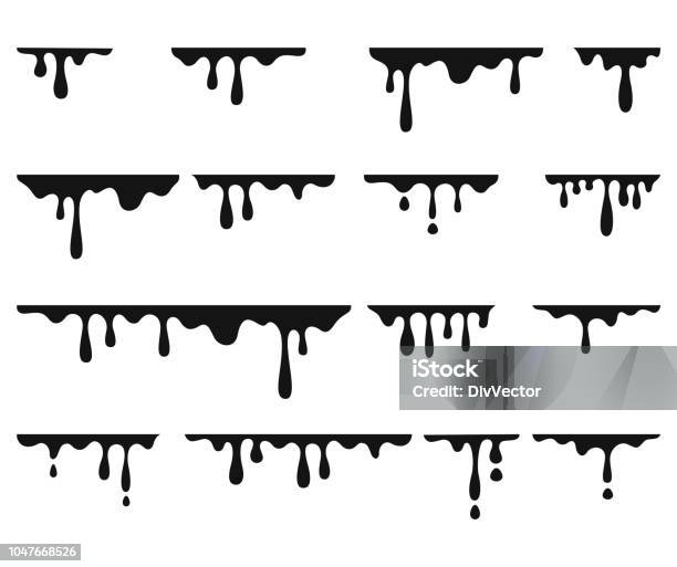 Paint Dripping Vector Set Stock Illustration - Download Image Now - Drop, Melting, Blood