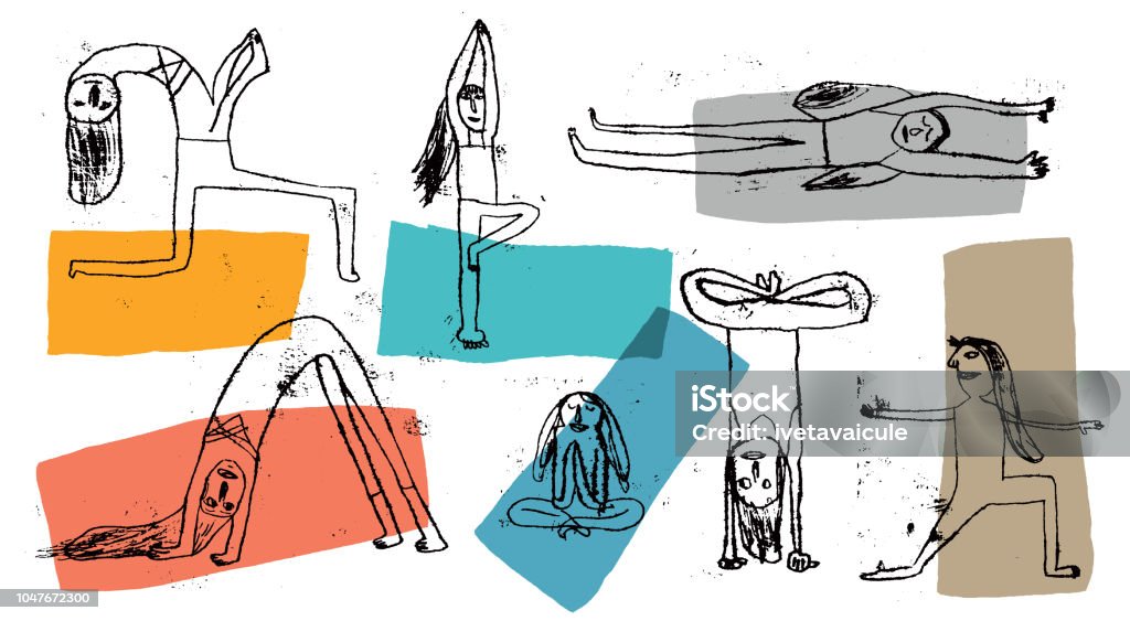 Yoga practice People practicing yoga. Prints Yoga stock vector