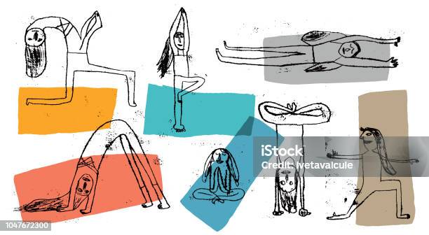 Yoga Practice Stock Illustration - Download Image Now - Yoga, Illustration, Drawing - Art Product