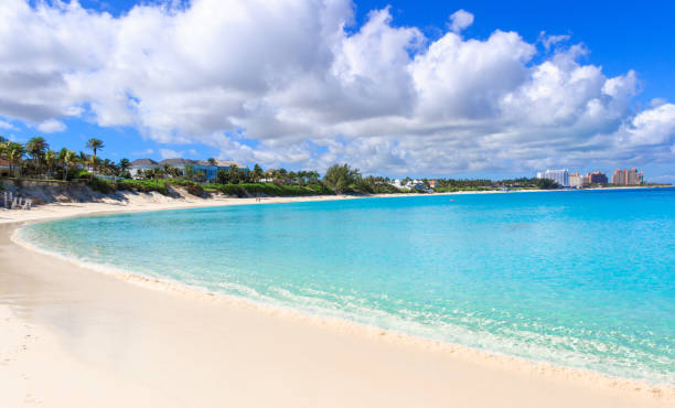 acqua turchese del mar dei caraibi a nassau, bahamas - nassau foto e immagini stock