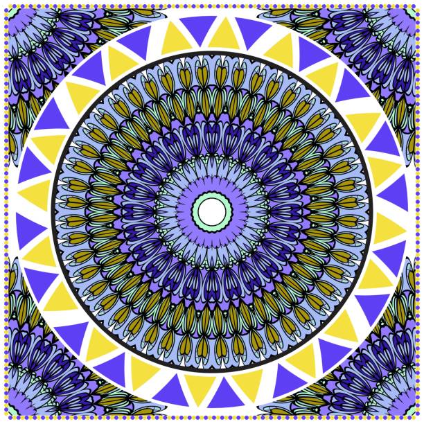 istock Floral pattern, colour scarf design. For design of carpet, shawl, pillow, cushion. Vector illustration 1047677606