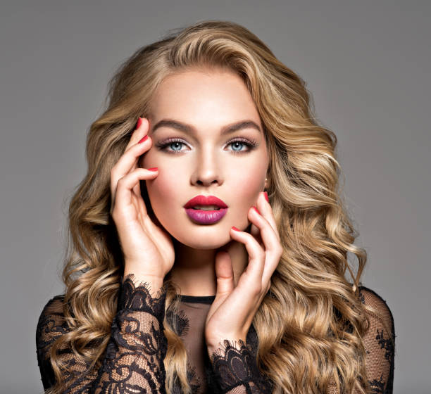 Blond Woman With Long Curly Beautiful Hair Makeup Fashion Makeup Stock Photo - Download Image Now - iStock Blond Woman With Long Curly Beautiful Hair Makeup Fashion Makeup Stock Photo - Download Image Now - iStock