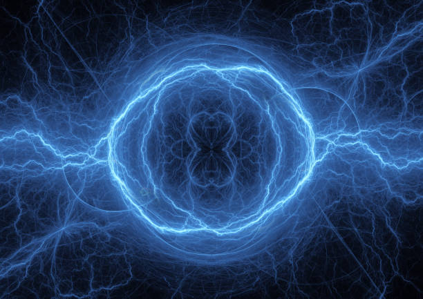 istock Blue lightning, abstract and power concept 1047684646