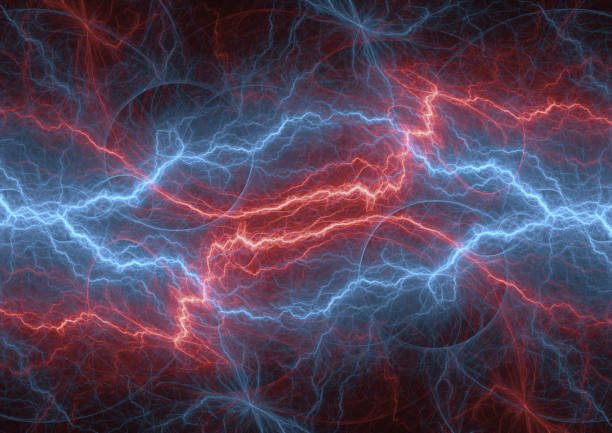 istock Fire and ice fractal lightning, abstract electrical background 1047684674