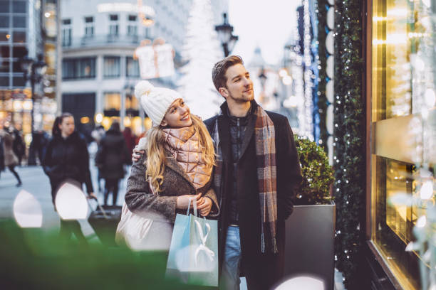 istock Young couple is buying Christmas presents 1047684998