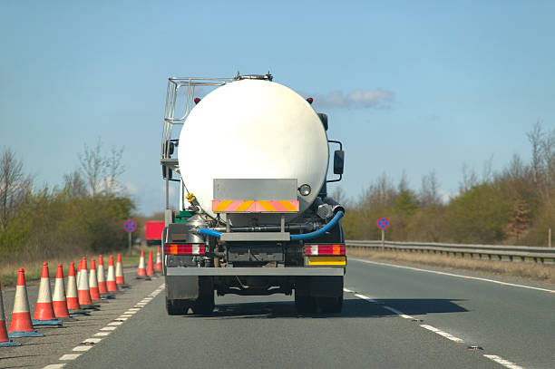 Semi-truck with a load of milk. Selective focus on  truck. For similar pictures go to