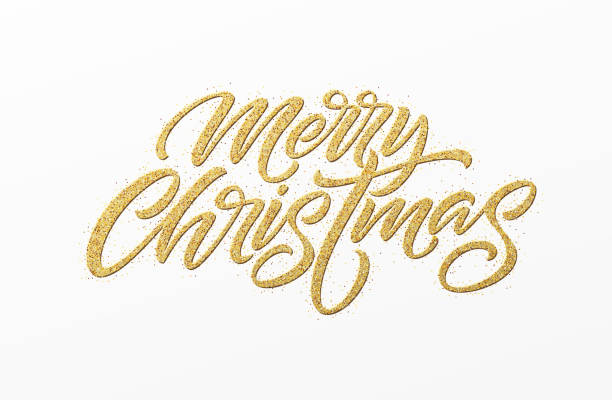 Merry christmas card with golden glitter lettering. Hand drawn text, calligraphy for your design. Vector illustration. Merry christmas card with golden glitter lettering. Hand drawn text, calligraphy for your design. Vector illustration EPS10 2017 stock illustrations