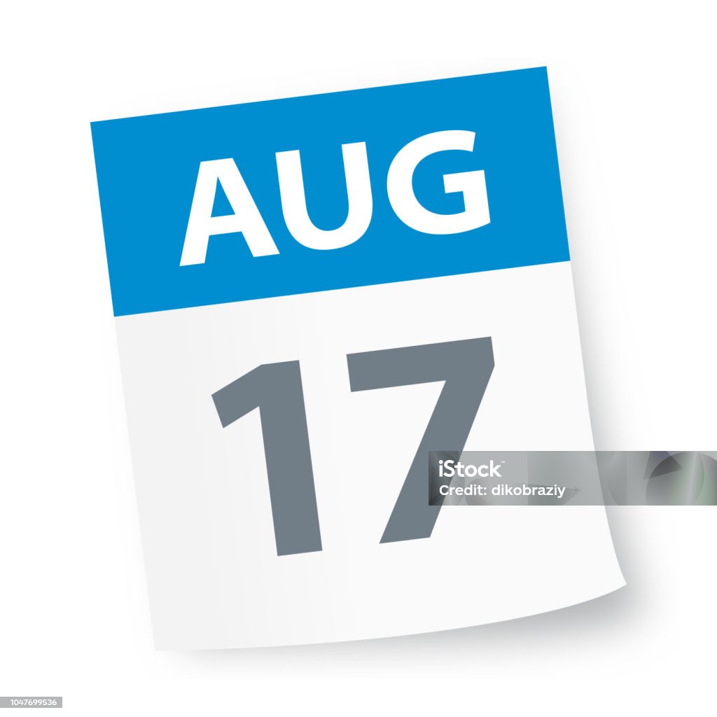 August 17 - Calendar Icon August 17 - Calendar Icon - Vector Illustration 2019 stock vector