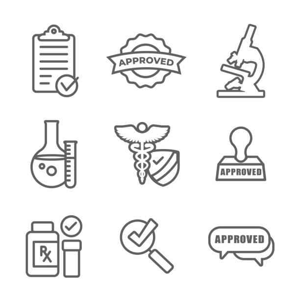 Drug Testing and Safety Icon Set Vector Graphic with Rounded Edges Drug Testing and Safety Icon Set Vector Graphic w Rounded Edges food and drug administration stock illustrations