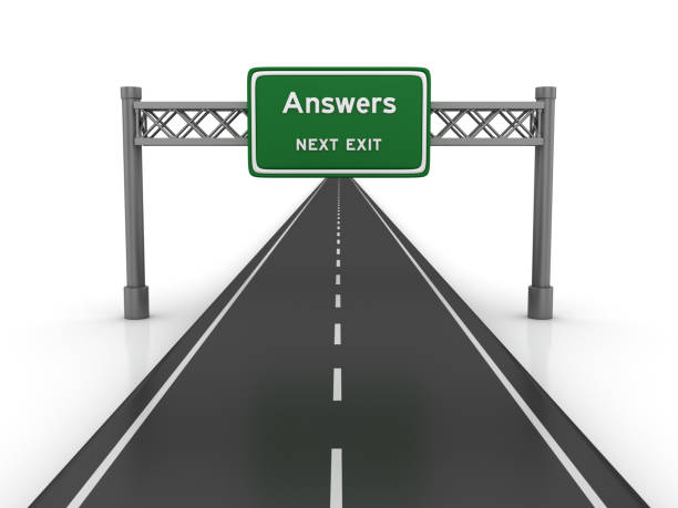 istock Road with Answers Highway Sign - 3D Rendering 1047704140