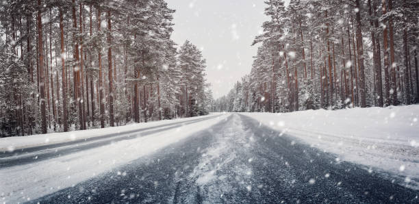 istock winter road in the morning after snowfall 1047714596