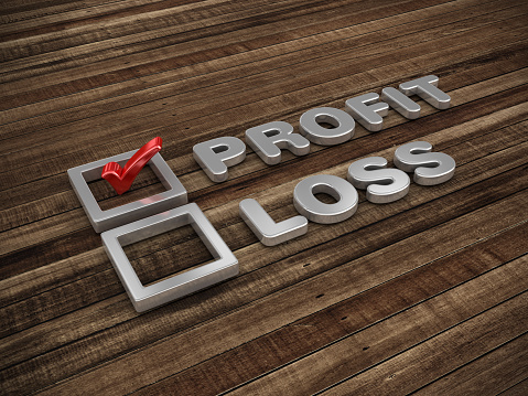 3D Profit Loss Check List on Wood Floor - Wood Background - 3D Rendering