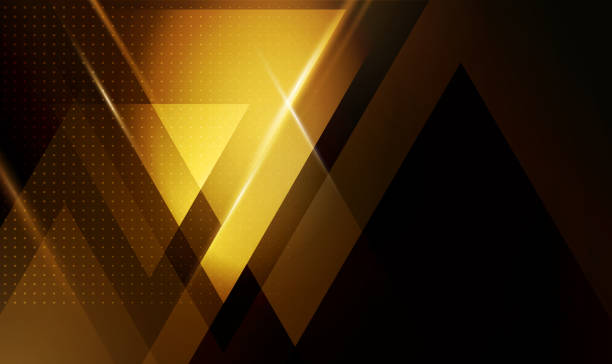 Vector abstract geometric background with triangle shapes Vector color abstract geometric banner with gold triangle shapes. black and gold business cards stock illustrations