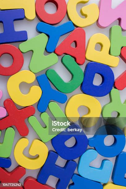 Block Lettering Colorful Colorful Letter Blocks Scattered Randomly On White Stock Photo ...