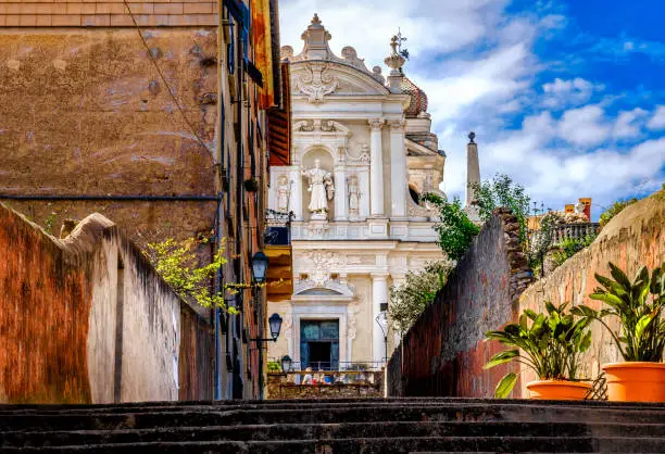 baroque italian church white facade - the Nostra Signora delle Lettere church in Santa Margherita Ligure - Genoa - Italy