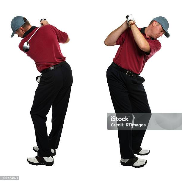 Jugador De Vista Lateral Foto de stock y más banco de imágenes de Golfista - Golfista, Fondo blanco, Movimiento