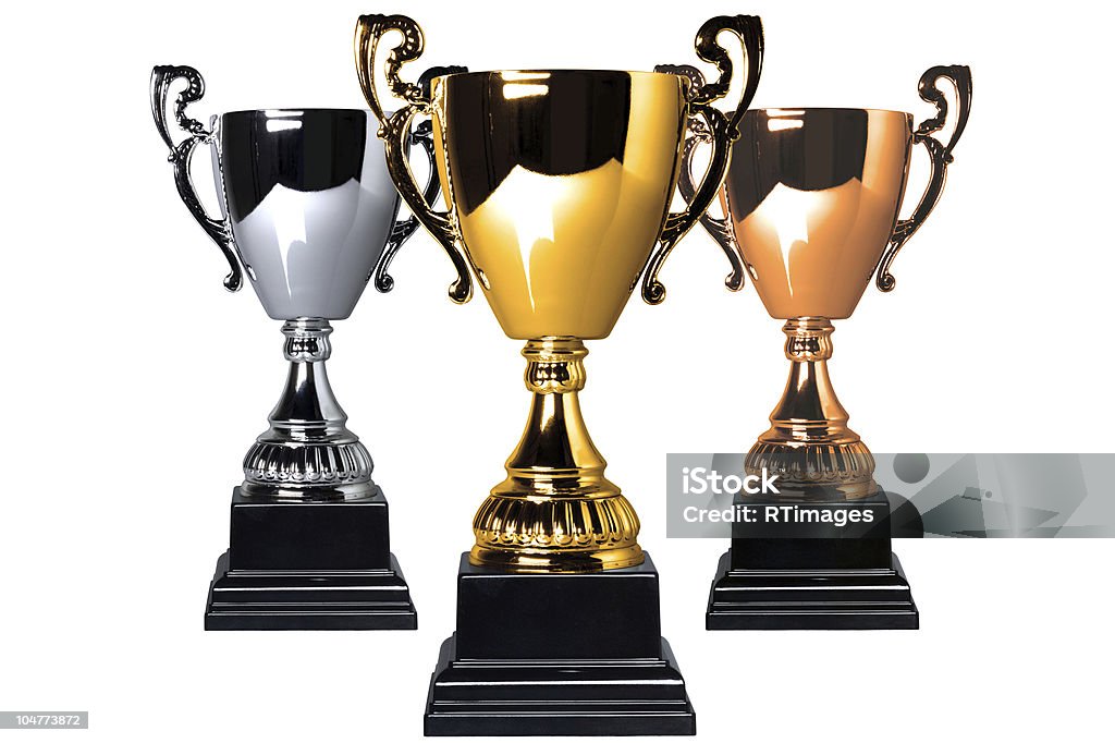 Troféu de ouro, prata e Bronze - Foto de stock de Bronze - Descrição de Cor royalty-free