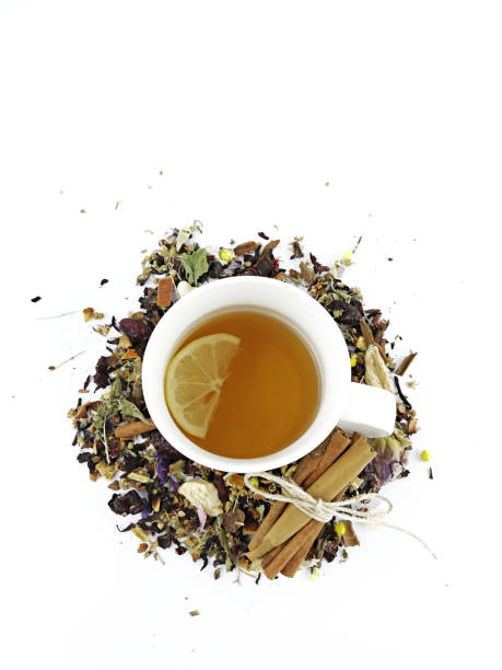 herbata ziołowa z plasterkiem cytryny - ginger tea cup cold and flu tea zdjęcia i obrazy z banku zdjęć