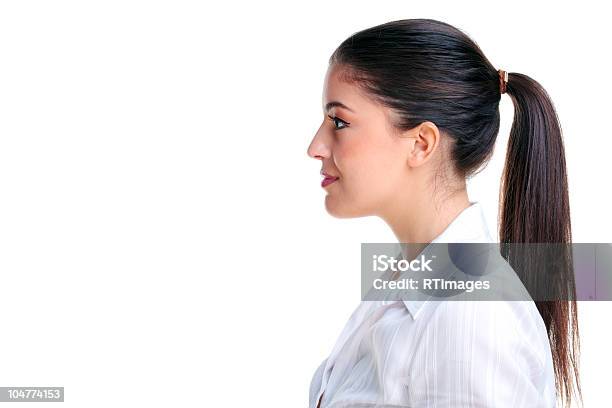Attractive Brunette Woman Side Profile Stock Photo - Download Image Now - Profile View, One Woman Only, Women