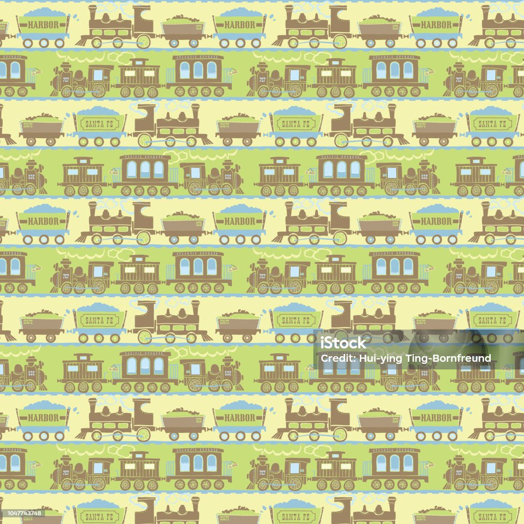 Yellow Train Pattern Background Seamlessretrotrainrailroadpatternsilhouettecartoongreenyellowbrownbackg ...