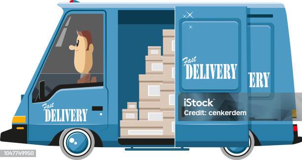 Delivery Van And The Goods Stock Illustration - Download Image Now - Delivery Van, Open, Vehicle Door