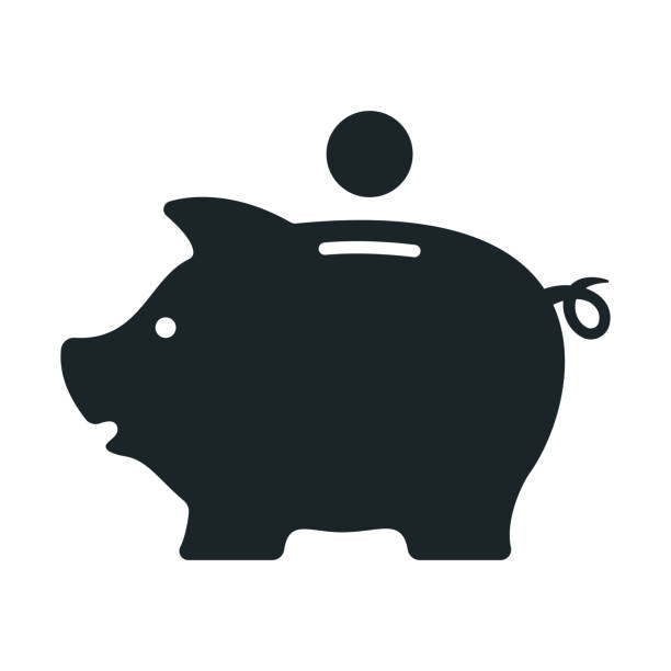sparschwein. spardose. vektor - piggy bank symbol finance black stock-grafiken, -clipart, -cartoons und -symbole