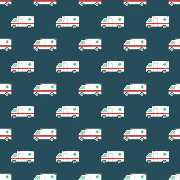 Vector illustration of Ambulance Emergency Services Seamless Pattern
