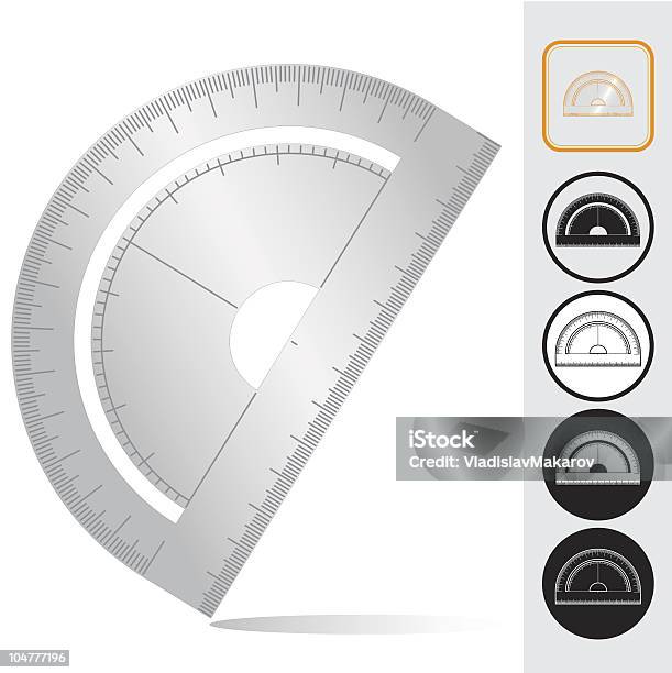 Protractor Stock Illustration - Download Image Now - Accuracy, Black And White, Centimeter