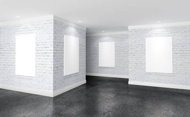 istock Modern gallery room with posters on walls 1047774530